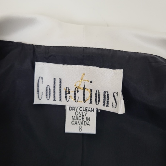 90's Waistcoat Black & White formal double breasted lapel V-neck plunge neckline - Picture 3 of 16